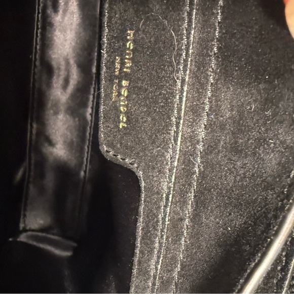 Henri Bendel Tilda Crossbody / Clutch Bag Black Pebble Leather Gold Chain Strap - Picture 14 of 15